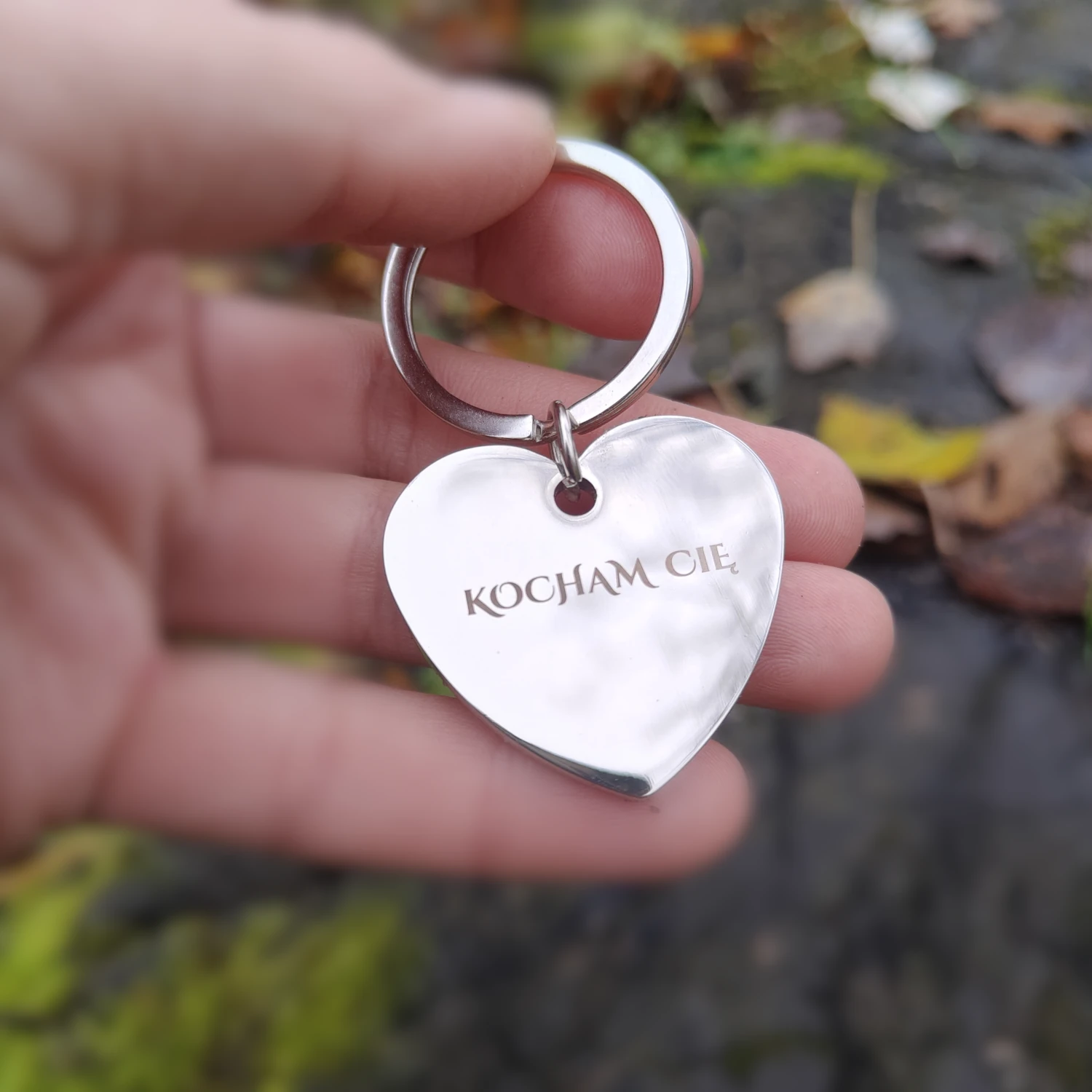 brelok z sercem i napisem