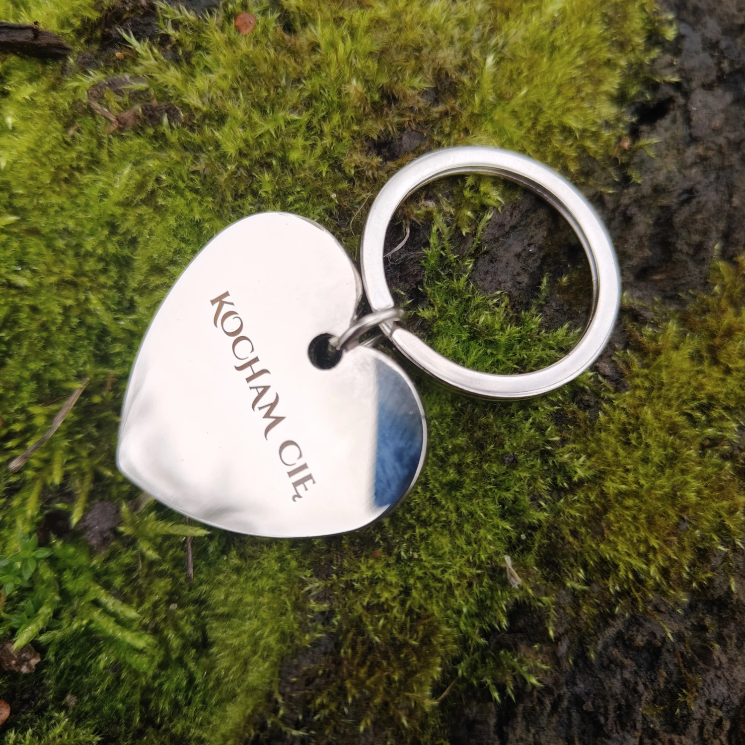 brelok z sercem i napisem