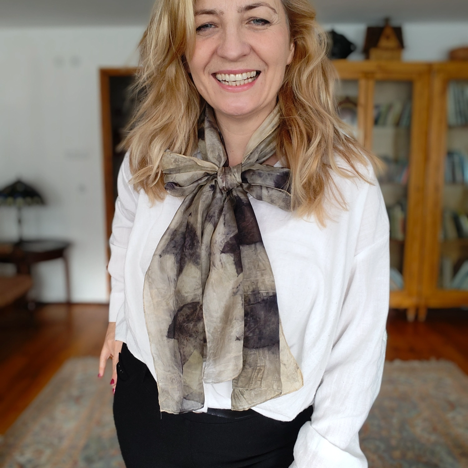 Szal jedwabny Rozmyte Marzenia - obrazek 3